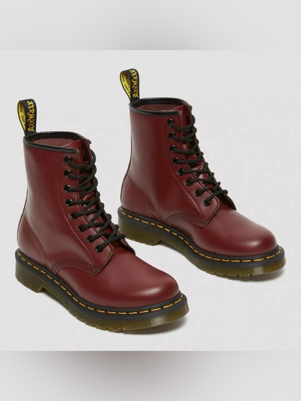 $180 Dr. Martens 1460 8-eye Burgundy Leather Lace-Up Combat Moto Boots Size 6